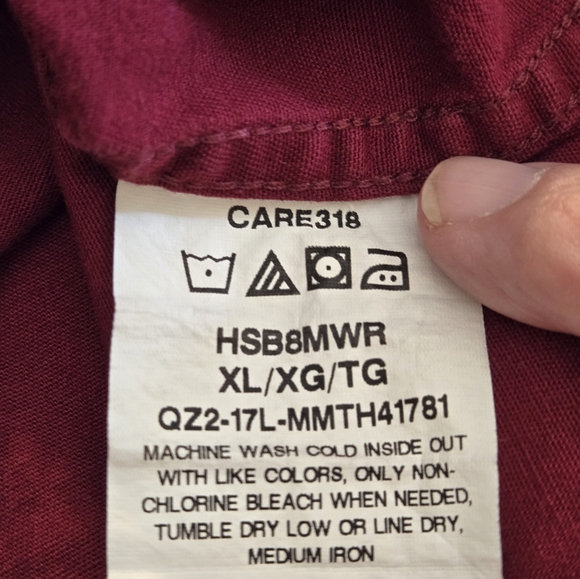 Wrangler Flex for Comfort Button Up Shirt Men's XL Burgundy Short Sleeve - Picture 6 of 6